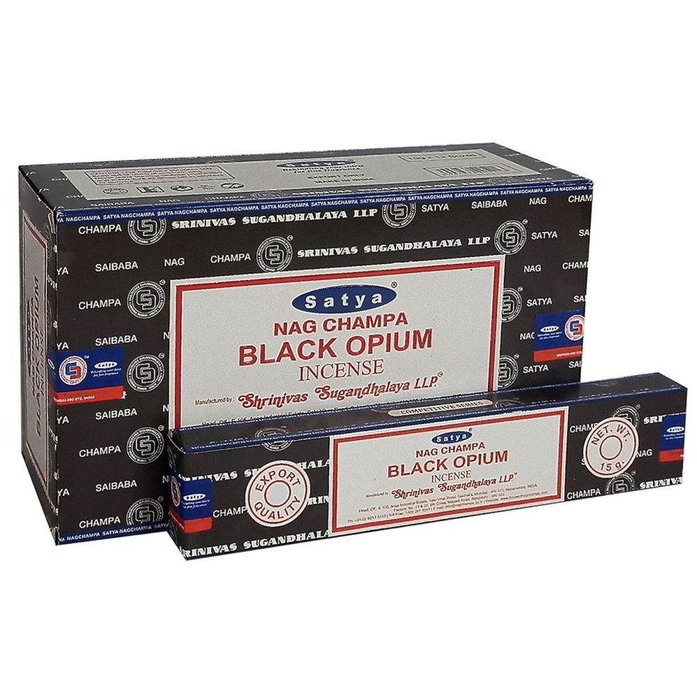Satya Black Opium Incense Sticks - Pack of 12