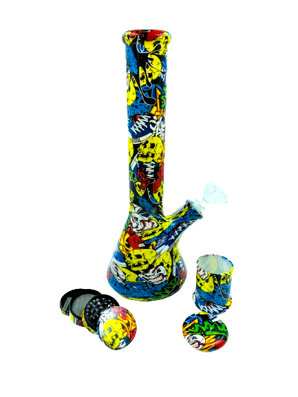 42cm Glass Bong + 4 Part Metal Grinder + Glass Pot(GS-1421-C)