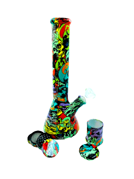 42cm Glass Bong + 4 Part Metal Grinder + Glass Pot(GS-1421-D)