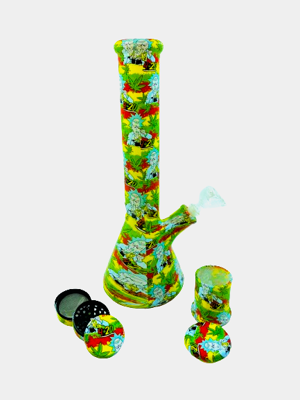 42cm Glass Bong + 4 Part Metal Grinder + Glass Pot(GS-1421-E)