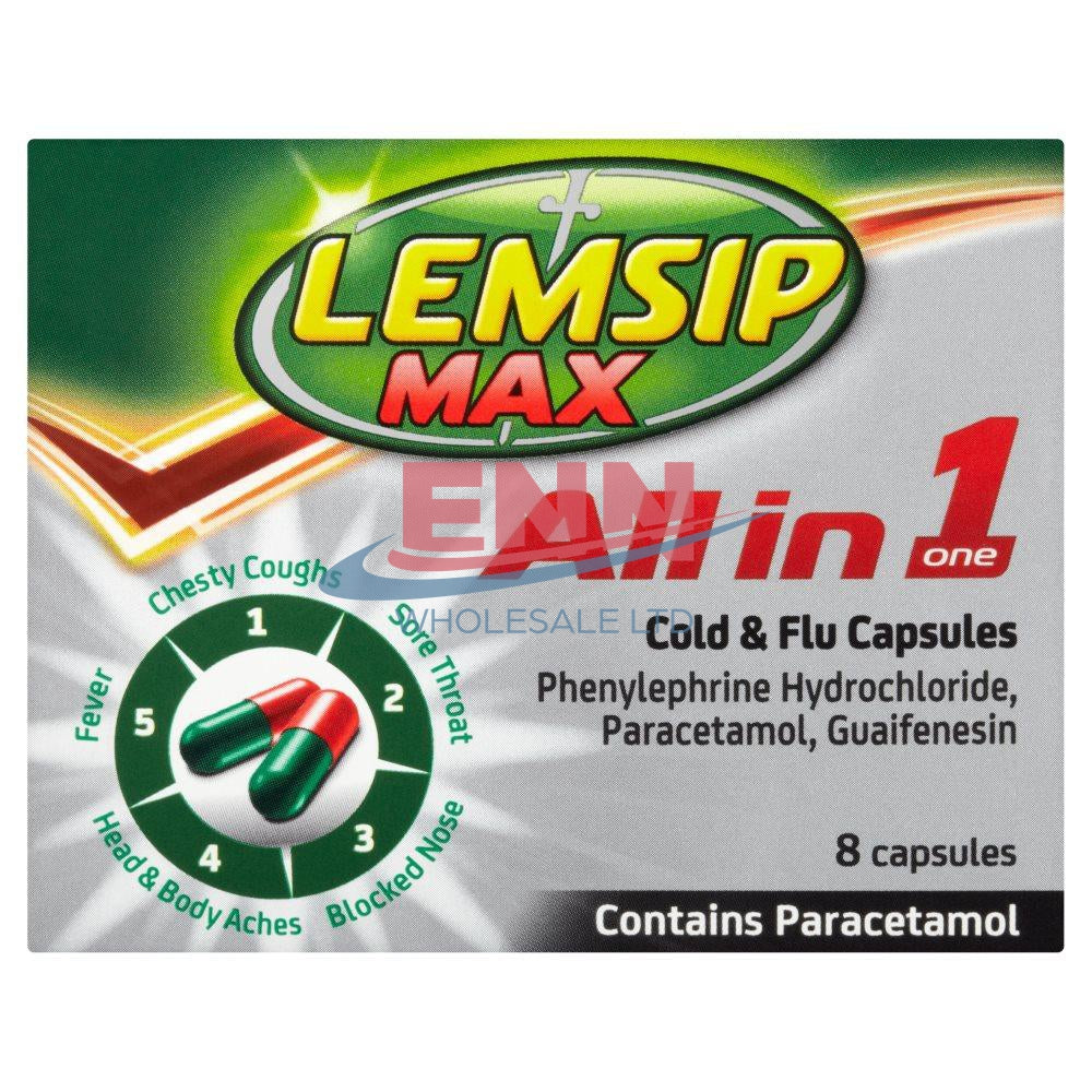 Lemsip Max All In One 8 Capsules - Pack of 6