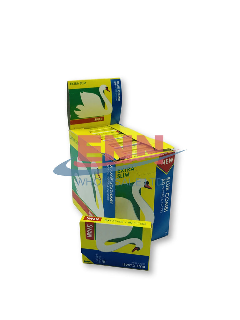Swan Blue Combi Extra Slim Filters + Papers - Pack of 20