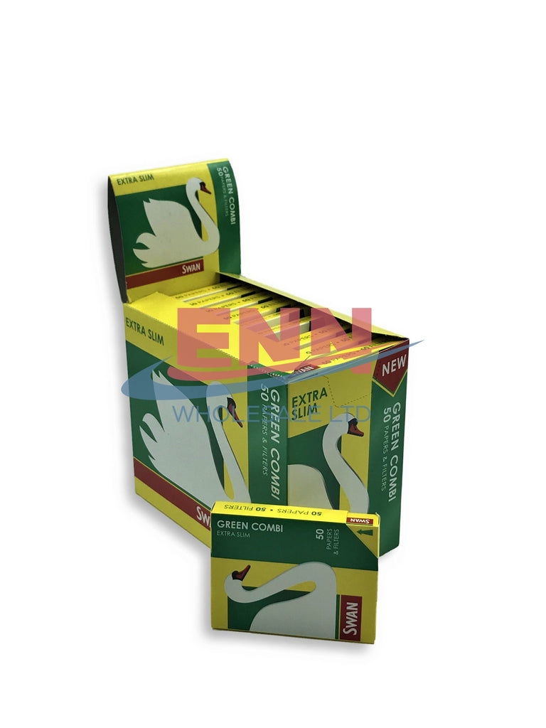 Swan Green Combi Extra Slim Filters + Papers - Pack of 20