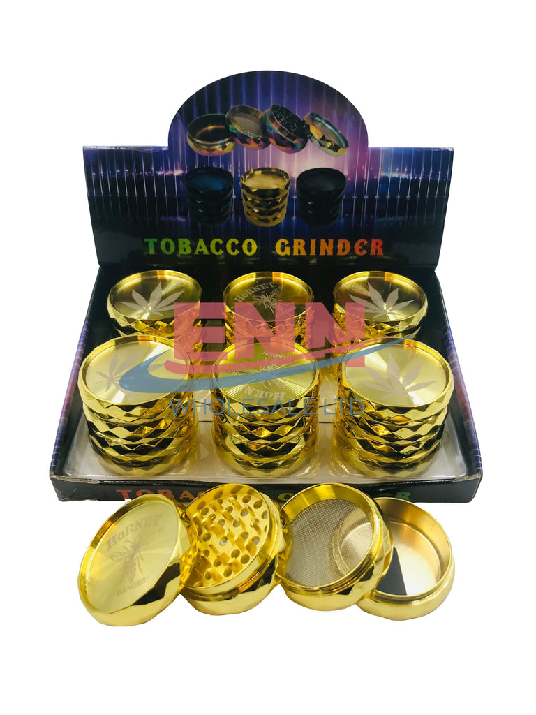 4 Part Gold Metal Grinder (XHZS-534) - Box of 6