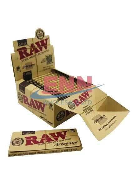 Raw Artesano KS + Tips + Tray - Pack of 15