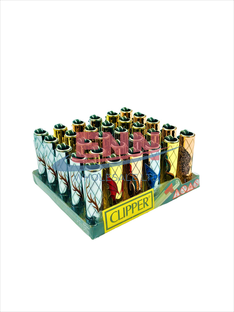 Clipper Metal Cover Mix Lighters - Pack of 30 (Assorted Colours & Designs)